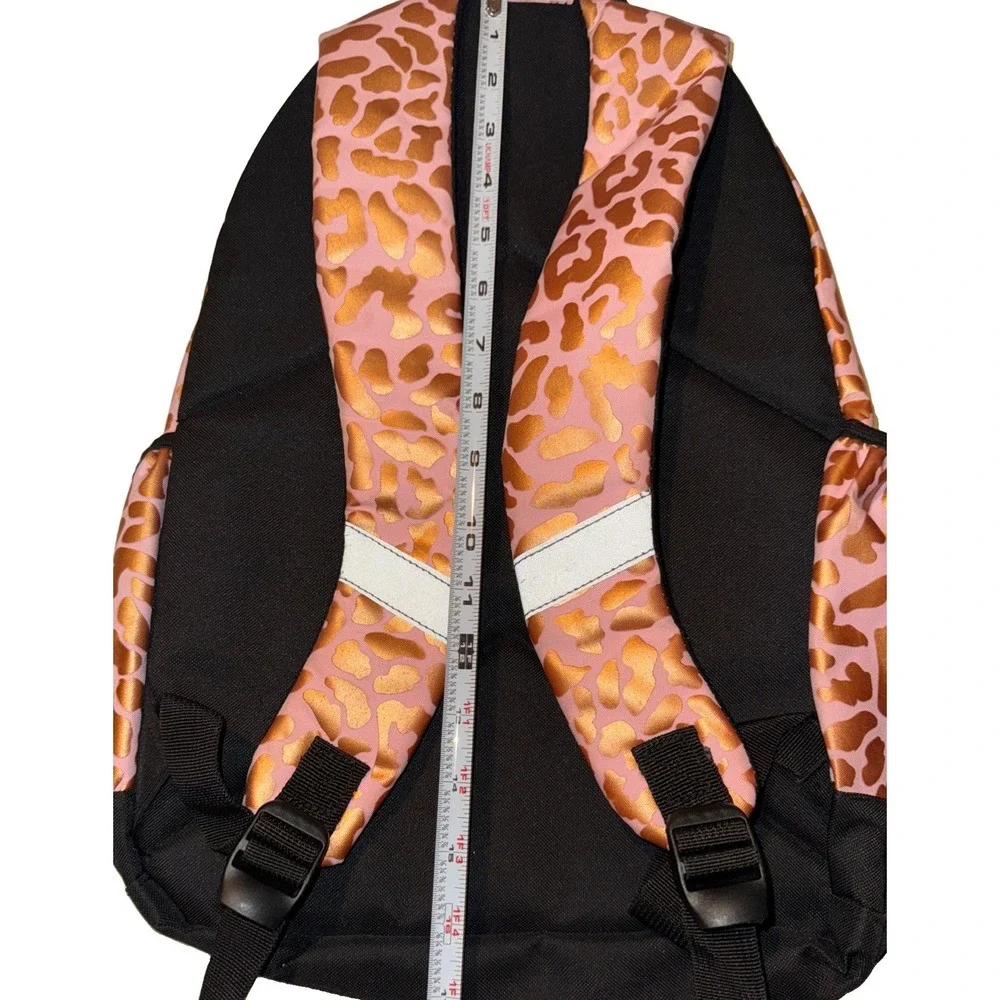 Rainbow Sugar Backpack Pink Metallic Leopard Print 16 X 11